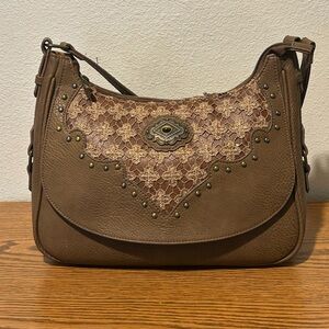 Justin Pebbled Brown Leather Concealed Weapons Bag